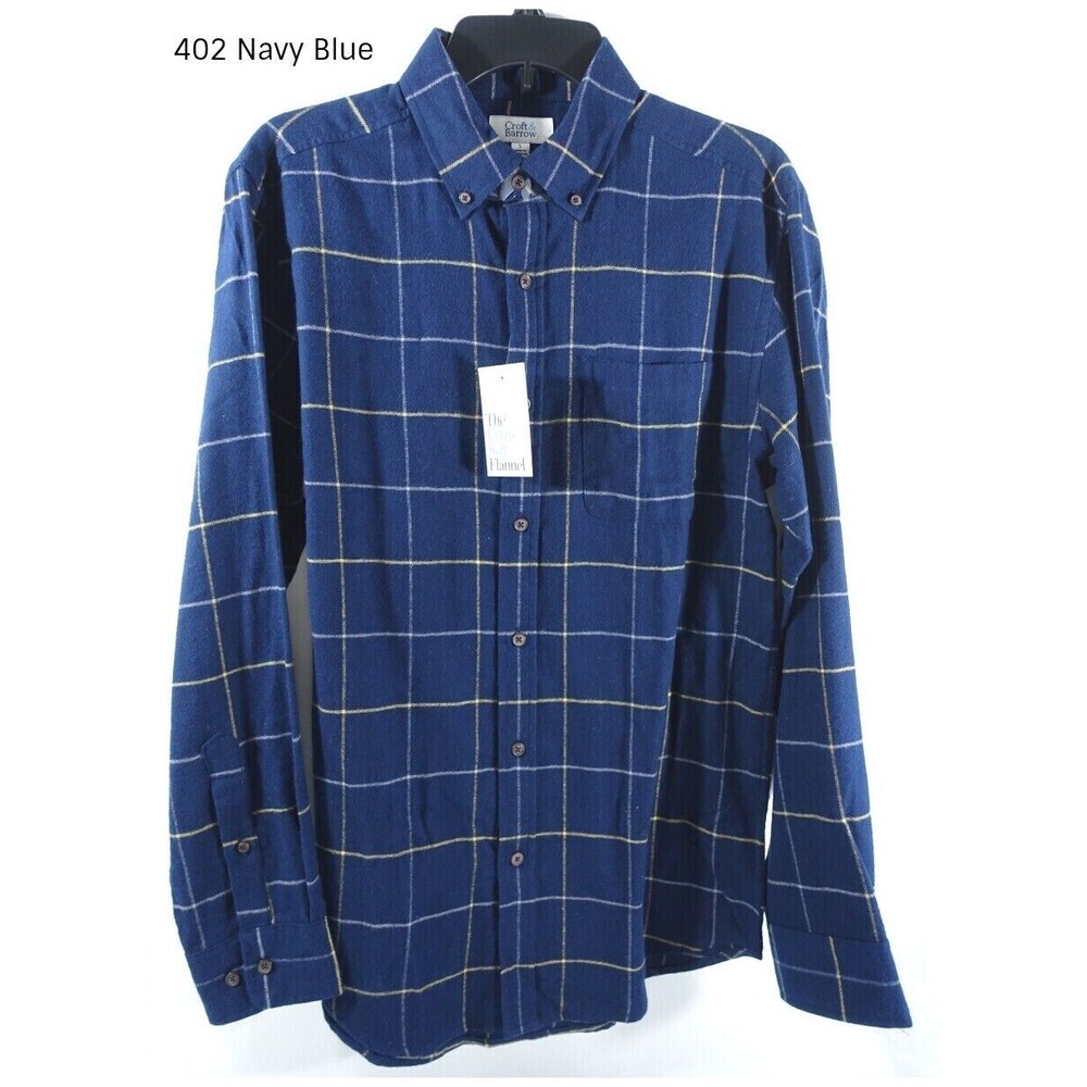 Croft and Barrow Flannel Shirt Men Small Button Down Chest Pocket Super Soft 402